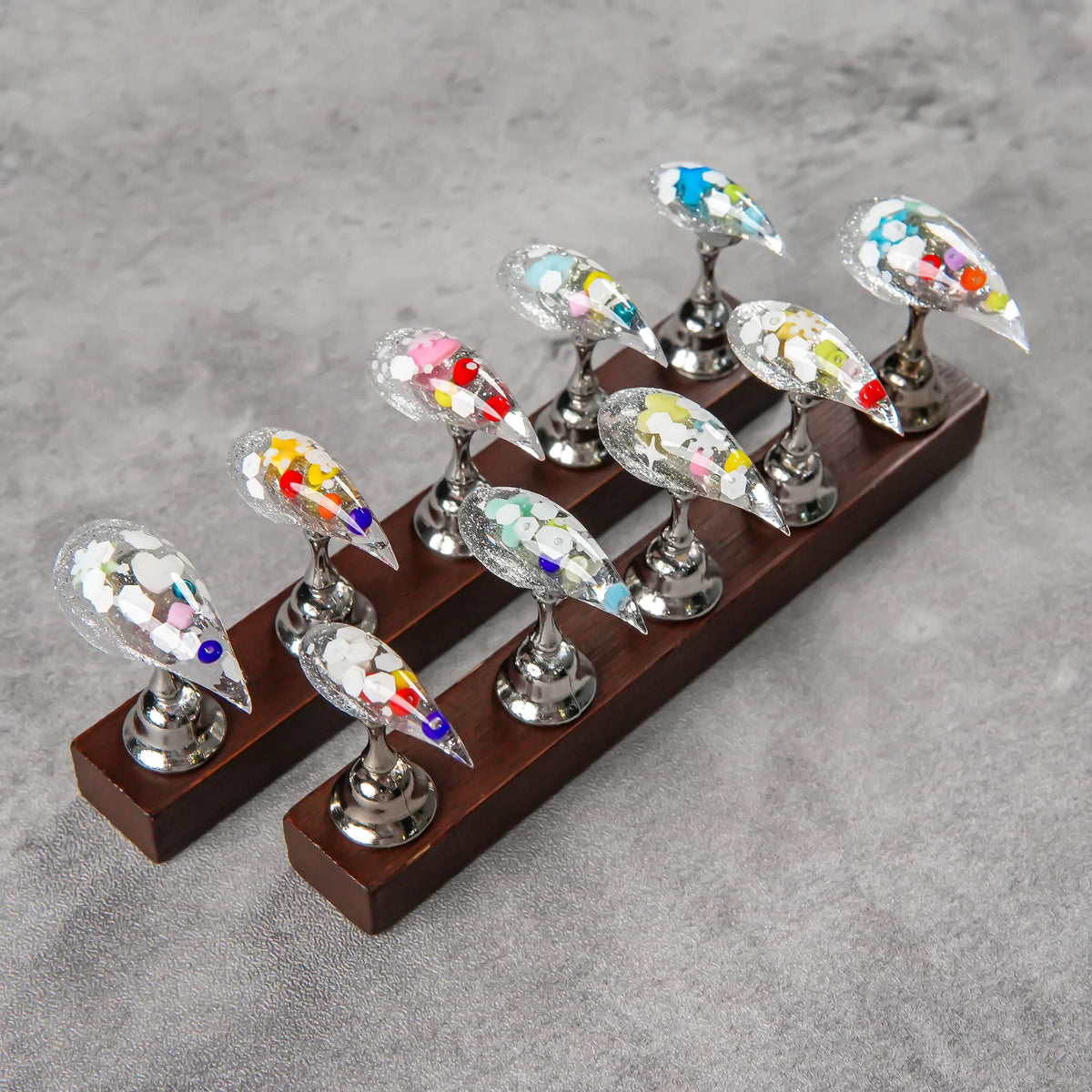 Press-On Nails Stiletto Glitter Chip-Resistant