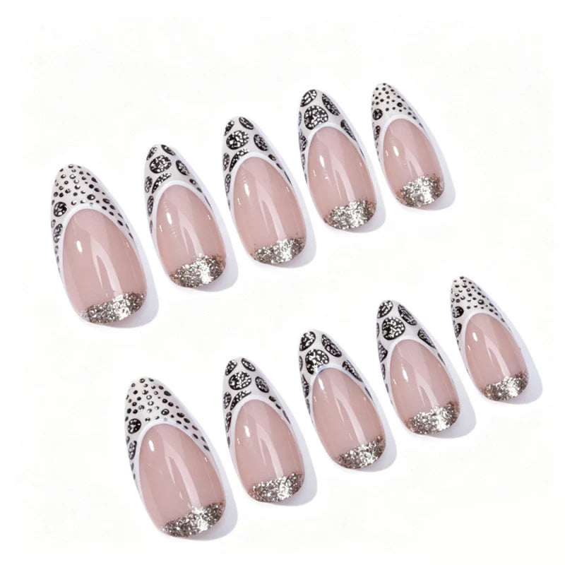 Press-On Nails Stiletto Glitter Easy-Apply
