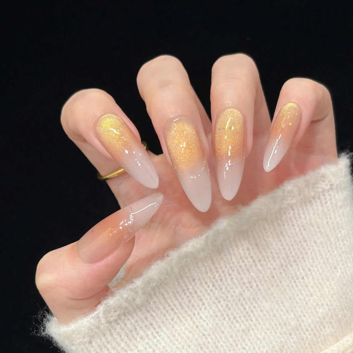Press-On Nails Stiletto Glitter Gradient Long-Lasting