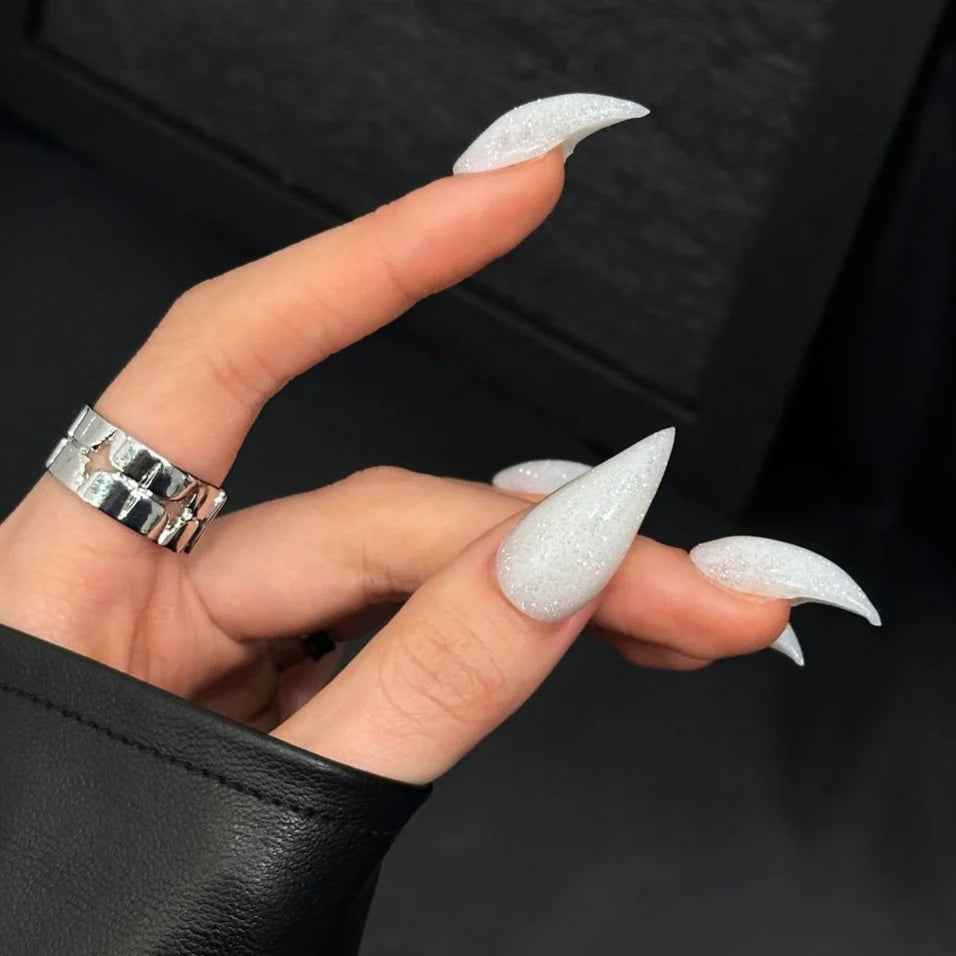 Press-On Nails Stiletto Glitter No-Glue & Reusable