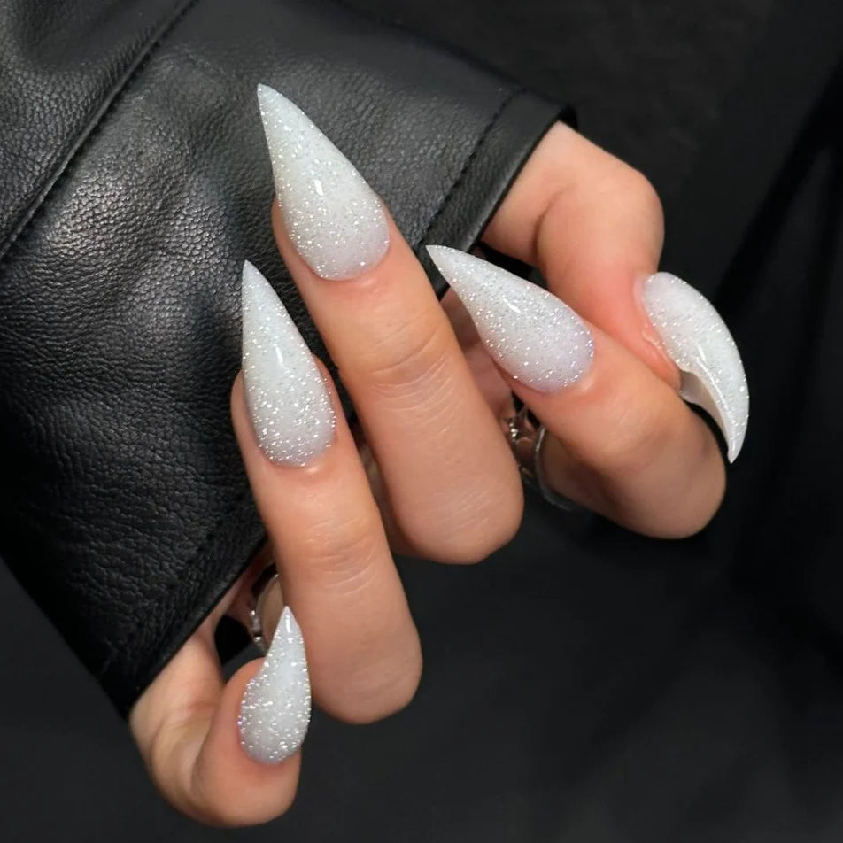 Press-On Nails Stiletto Glitter No-Glue & Reusable