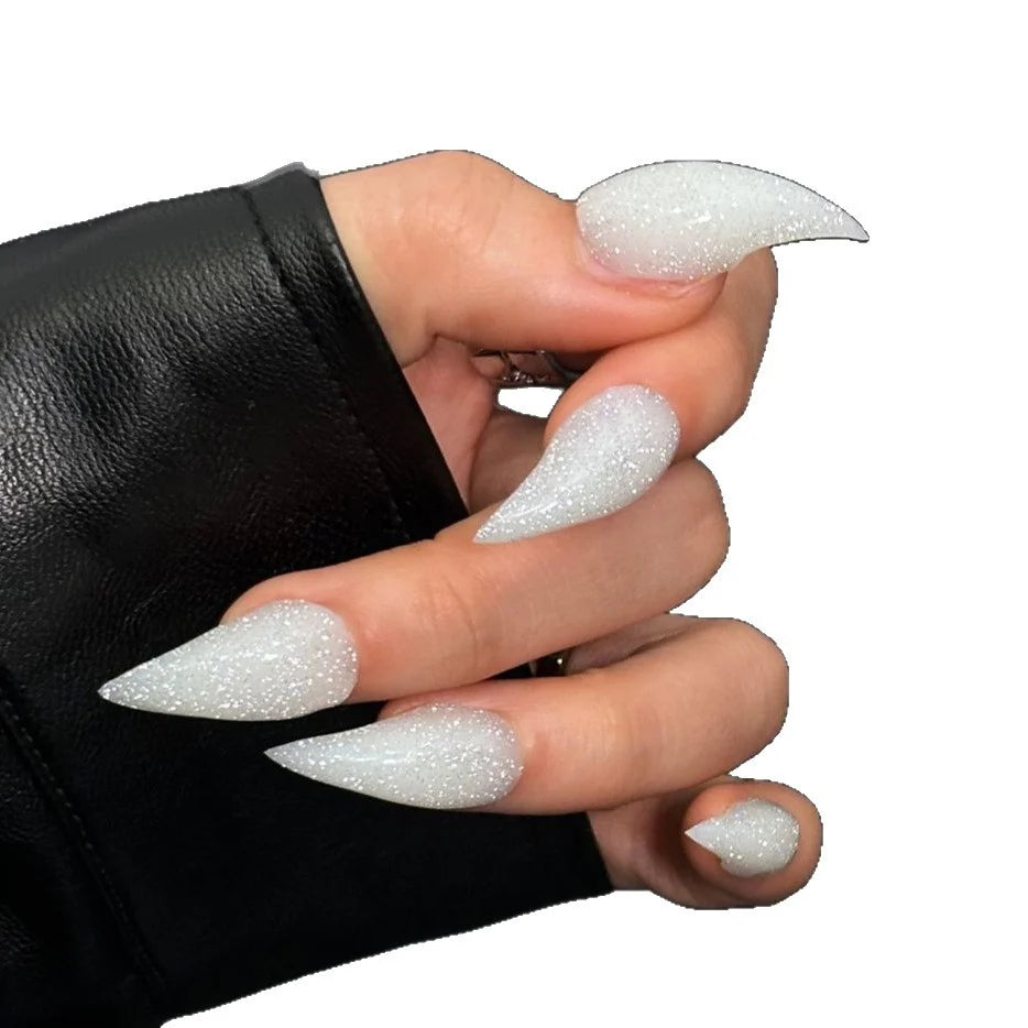 Press-On Nails Stiletto Glitter No-Glue & Reusable
