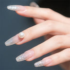 Press-On Nails Stiletto Glitter & Pearl Set of 24