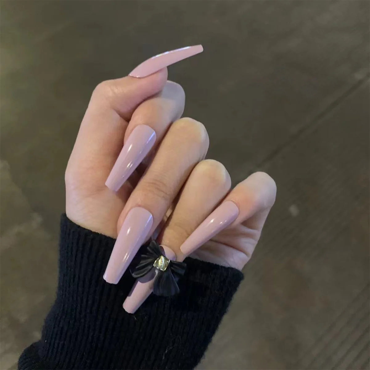 Press-On Nails Stiletto Glossy Floral & Sparkle