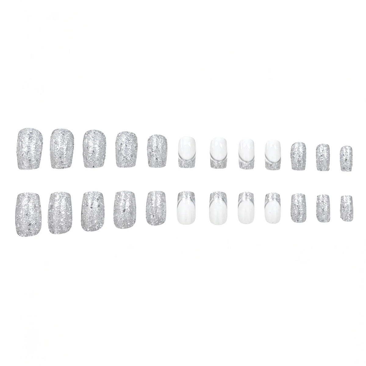 Press-On Nails Stiletto Glossy & Glitter Set of 24