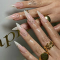 Press-On Nails Stiletto Gold Star Quick-Apply Reusable