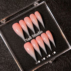 Press-On Nails Stiletto Gradient Pink Nude Pre-Applied Adhesive
