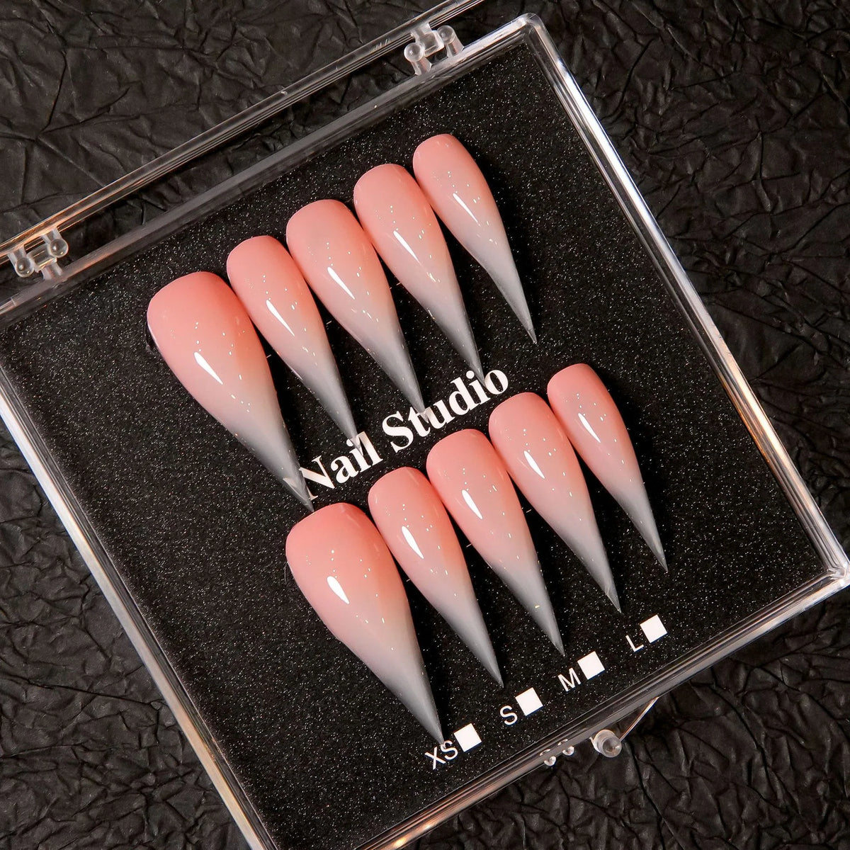 Press-On Nails Stiletto Gradient Pink Nude Pre-Applied Adhesive