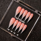 Press-On Nails Stiletto Gradient Pink Nude Pre-Applied Adhesive