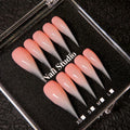 Press-On Nails Stiletto Gradient Pink Nude Pre-Applied Adhesive