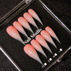 Press-On Nails Stiletto Gradient Pink Nude Pre-Applied Adhesive