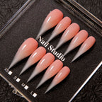 Press-On Nails Stiletto Gradient Pink Nude Pre-Applied Adhesive