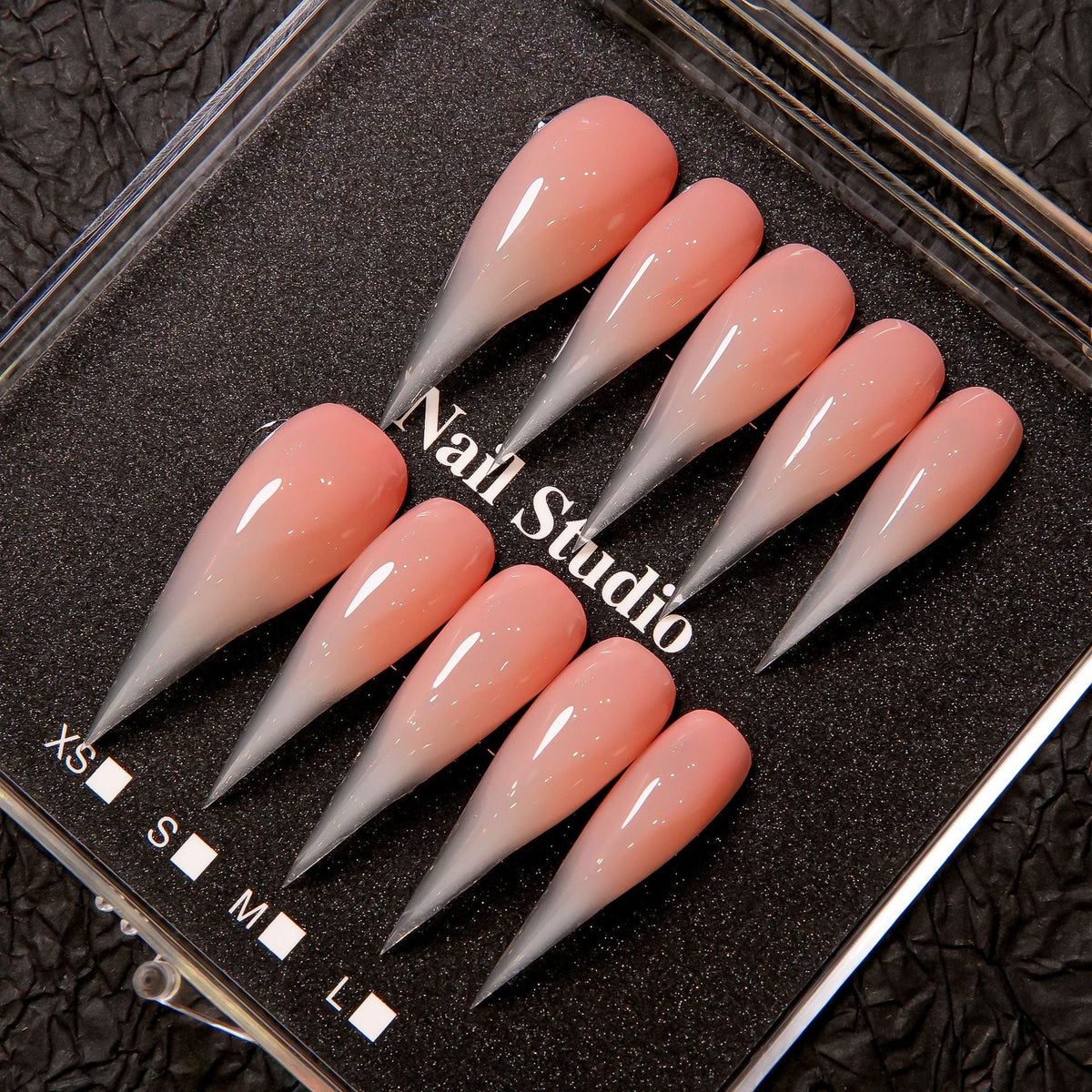 Press-On Nails Stiletto Gradient Pink Nude Pre-Applied Adhesive