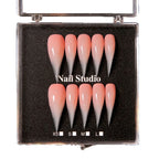 Press-On Nails Stiletto Gradient Pink Nude Pre-Applied Adhesive