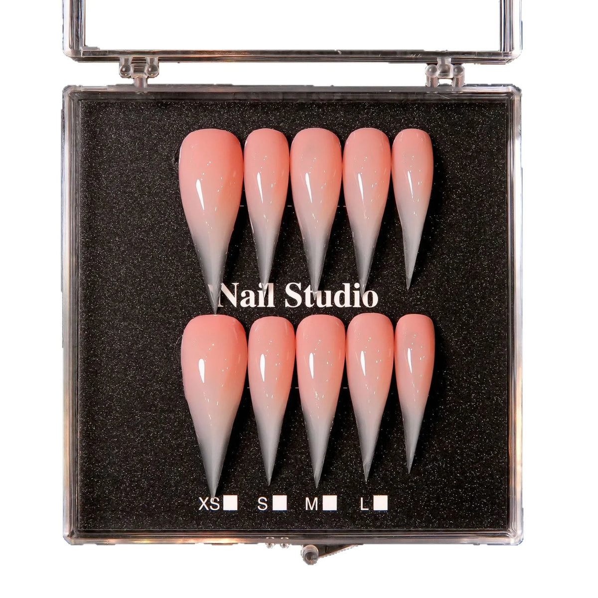 Press-On Nails Stiletto Gradient Pink Nude Pre-Applied Adhesive