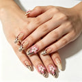 Press-On Nails Stiletto Hand-Painted Floral Flexible Reusable