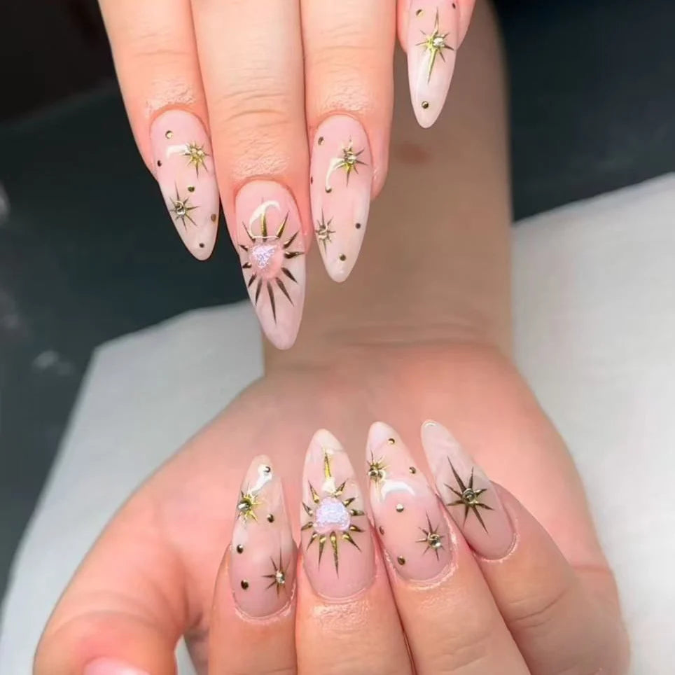 Press-On Nails Stiletto Handcrafted Embellished