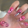 Press-On Nails Stiletto Heart Design Self-Adhesive
