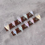 Press-On Nails Stiletto Iridescent Short Claw