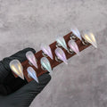 Press-On Nails Stiletto Iridescent Short Claw