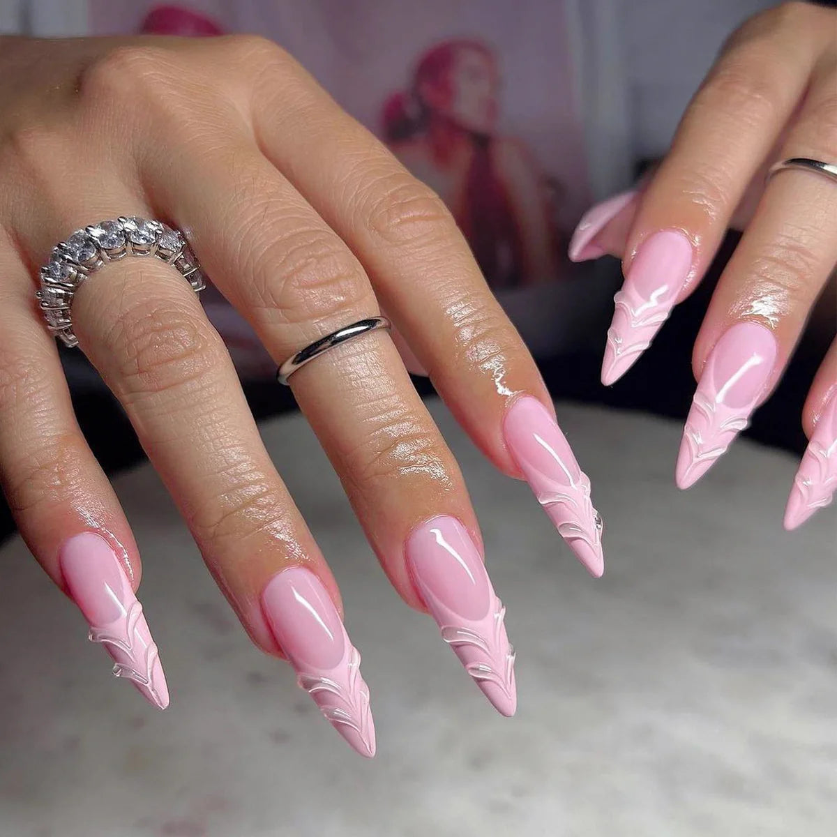 Press-On Nails Stiletto Lace Lightweight Acrylic