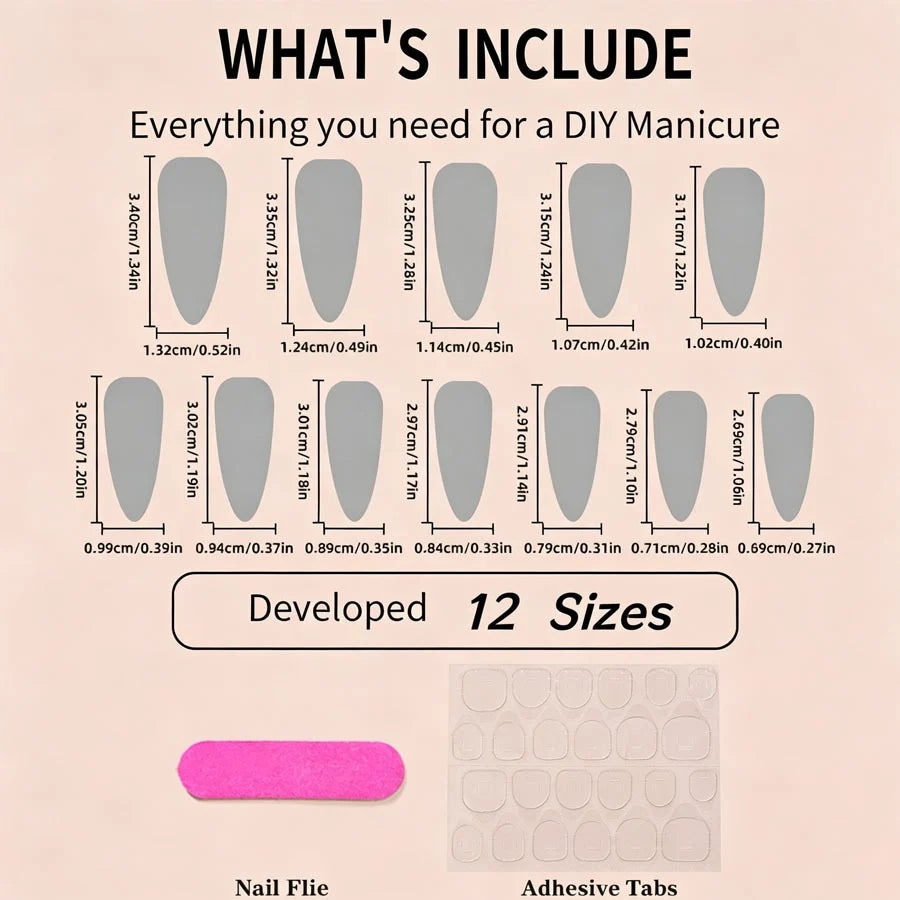 Press-On Nails Stiletto Lightweight & Durable Reusable