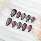 Press-On Nails Stiletto Marble & Butterfly Glue-Free