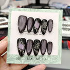 Press-On Nails Stiletto Marble & Butterfly Glue-Free