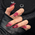 Press-On Nails Stiletto Marble Glue-Free Reusable