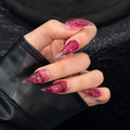 Press-On Nails Stiletto Marble Glue-Free Reusable