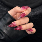 Press-On Nails Stiletto Marble Glue-Free Reusable