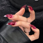 Press-On Nails Stiletto Marble Glue-Free Reusable