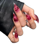 Press-On Nails Stiletto Marble Glue-Free Reusable