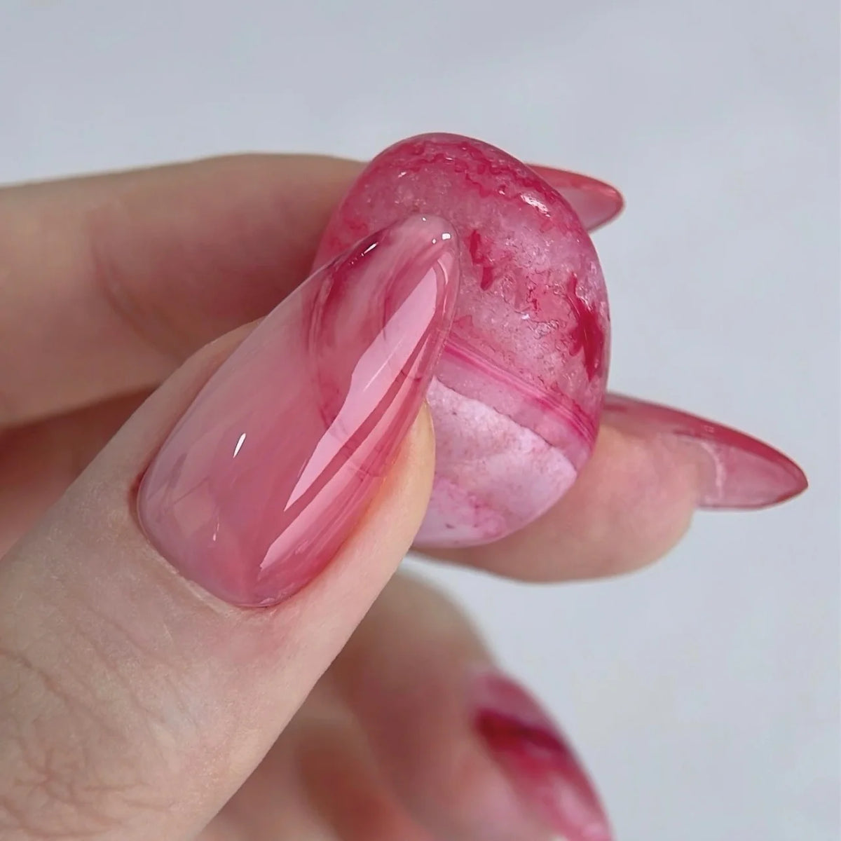 Press-On Nails Stiletto Marbled & Metallic Reusable
