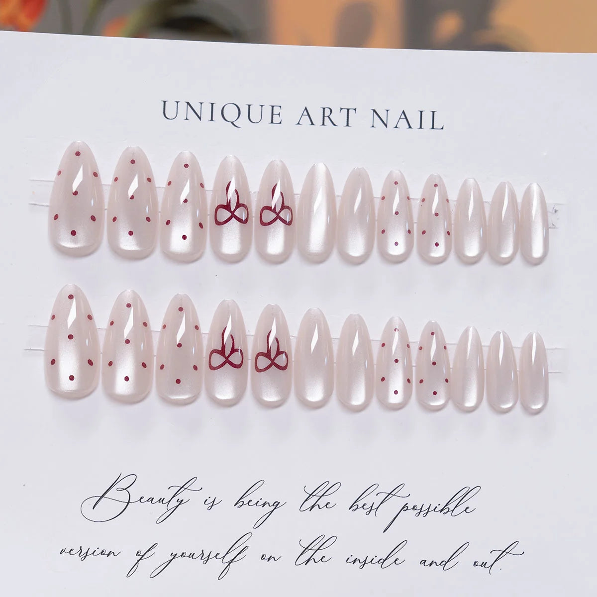 Press-On Nails Stiletto Minimalist Bow Easy Application & Long-Lasting