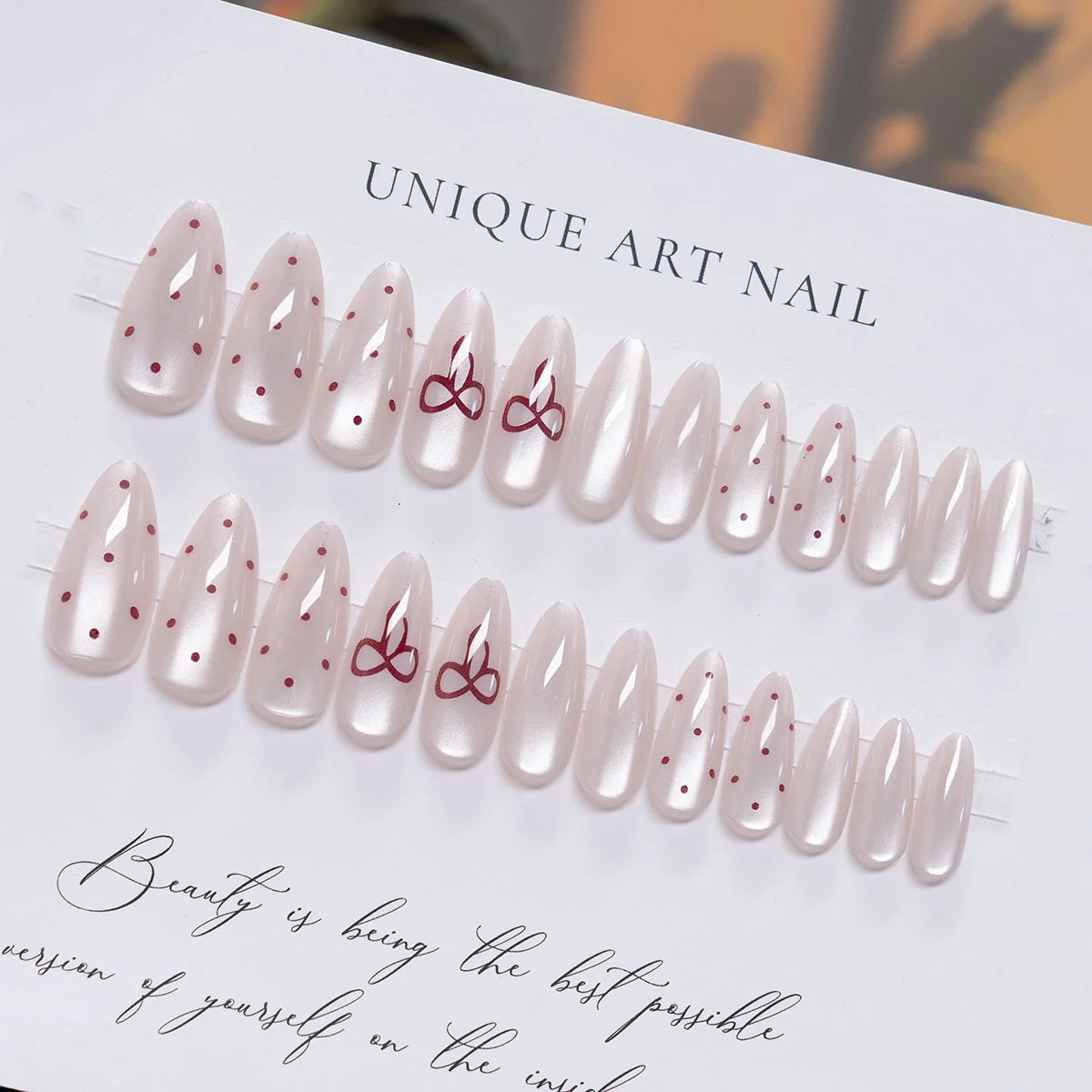 Press-On Nails Stiletto Minimalist Bow Easy Application & Long-Lasting