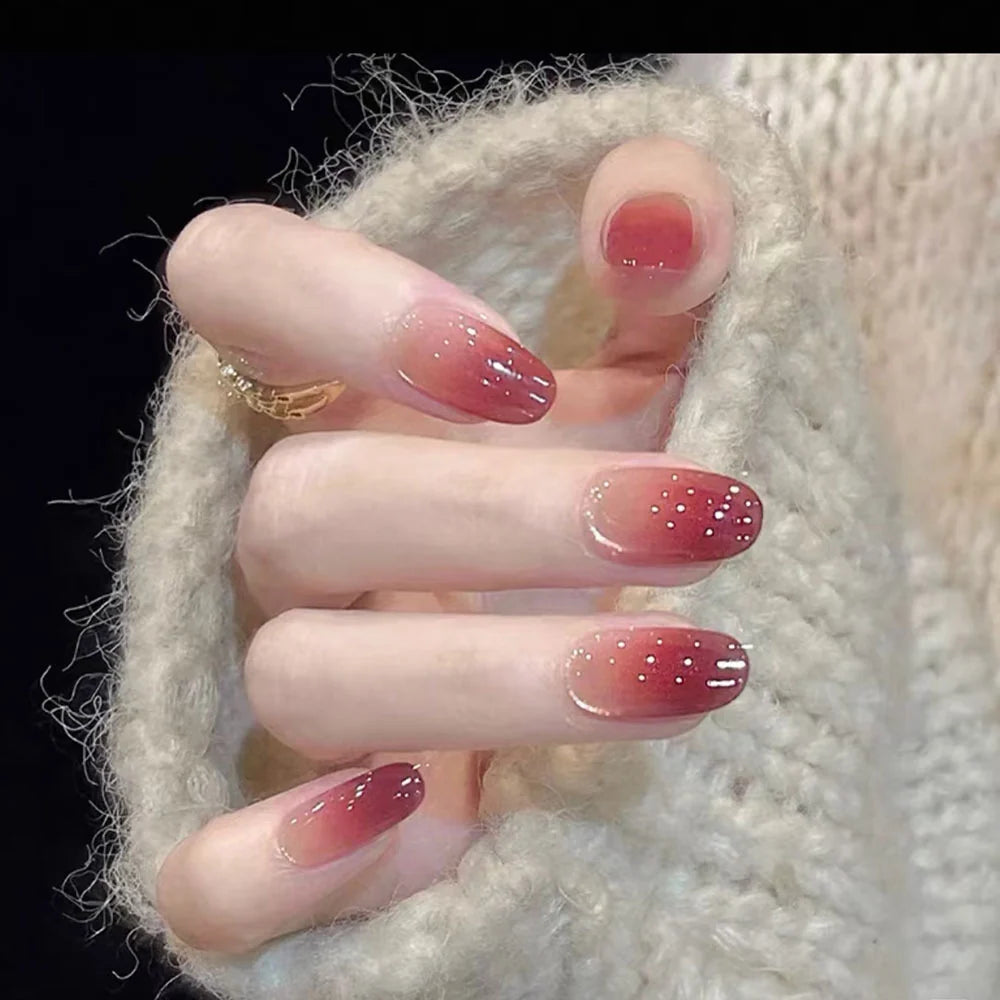 Press-On Nails Stiletto Ombre Glitter