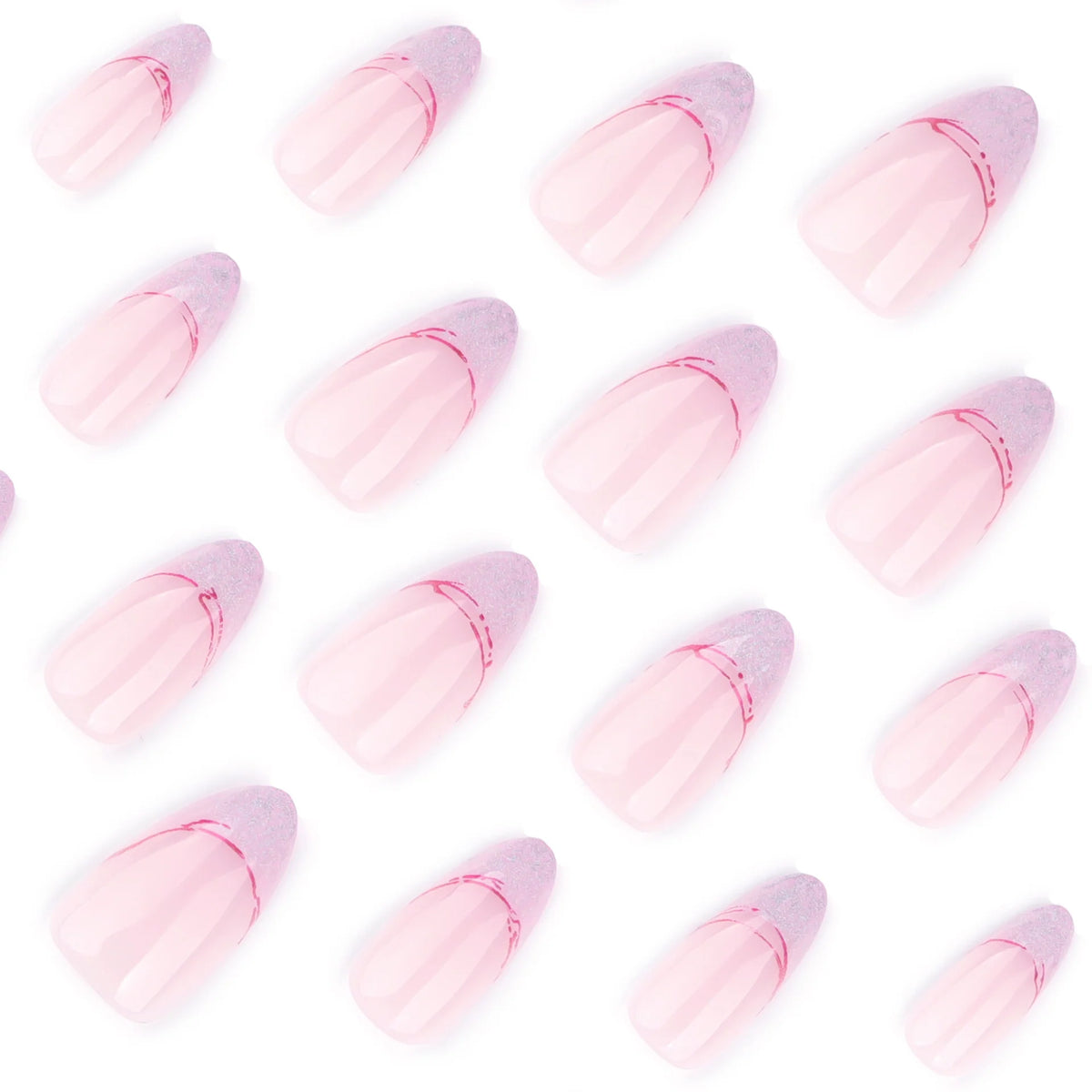 Press-On Nails Stiletto Ombre Glitter Easy Apply Reusable