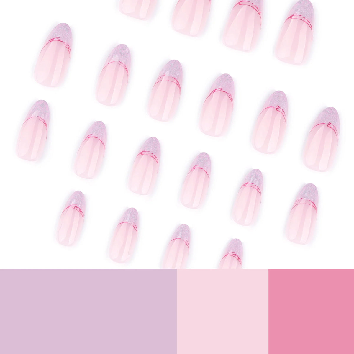 Press-On Nails Stiletto Ombre Glitter Easy Apply Reusable