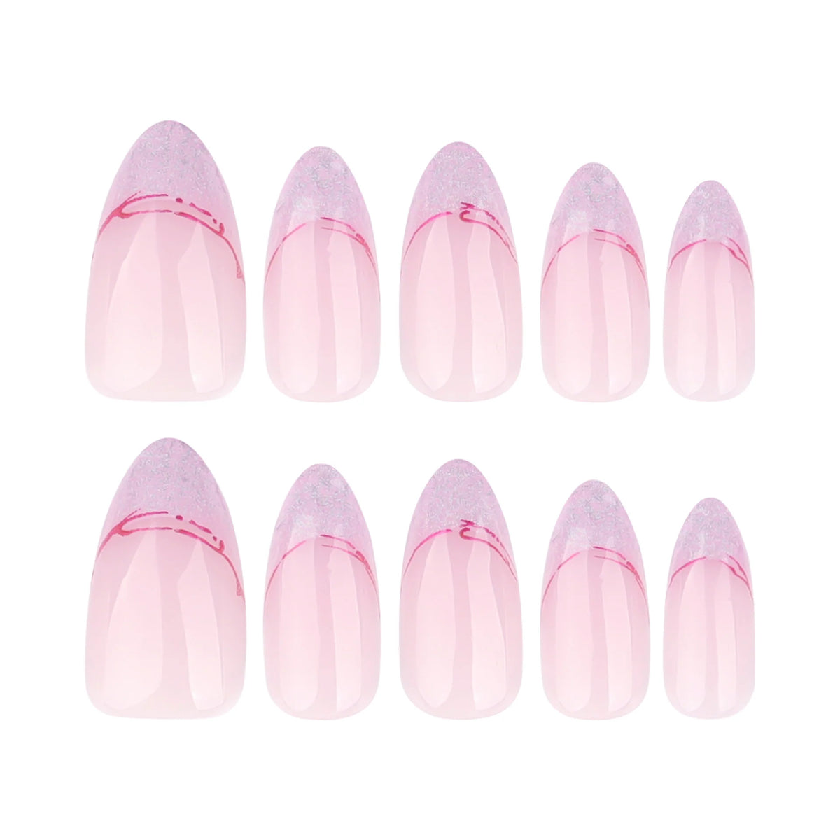 Press-On Nails Stiletto Ombre Glitter Easy Apply Reusable