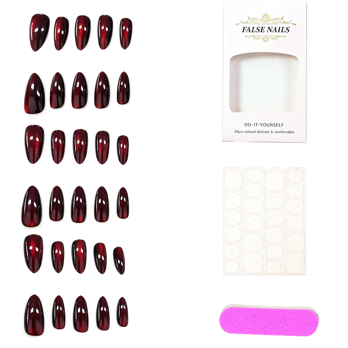 Press-On Nails Stiletto Ombre Gradient Set of 30