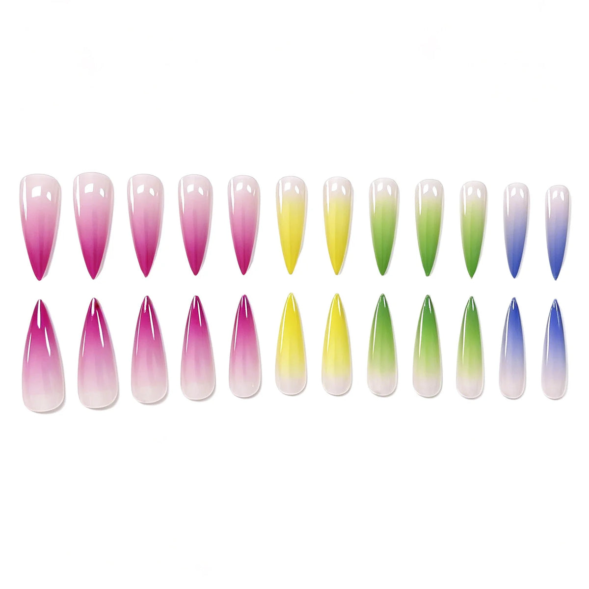 Press-On Nails Stiletto Ombre Pre-Shaped Set of 24