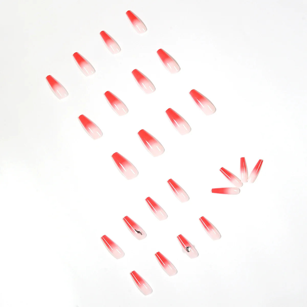 Press-On Nails Stiletto Ombre Rhinestone Accents