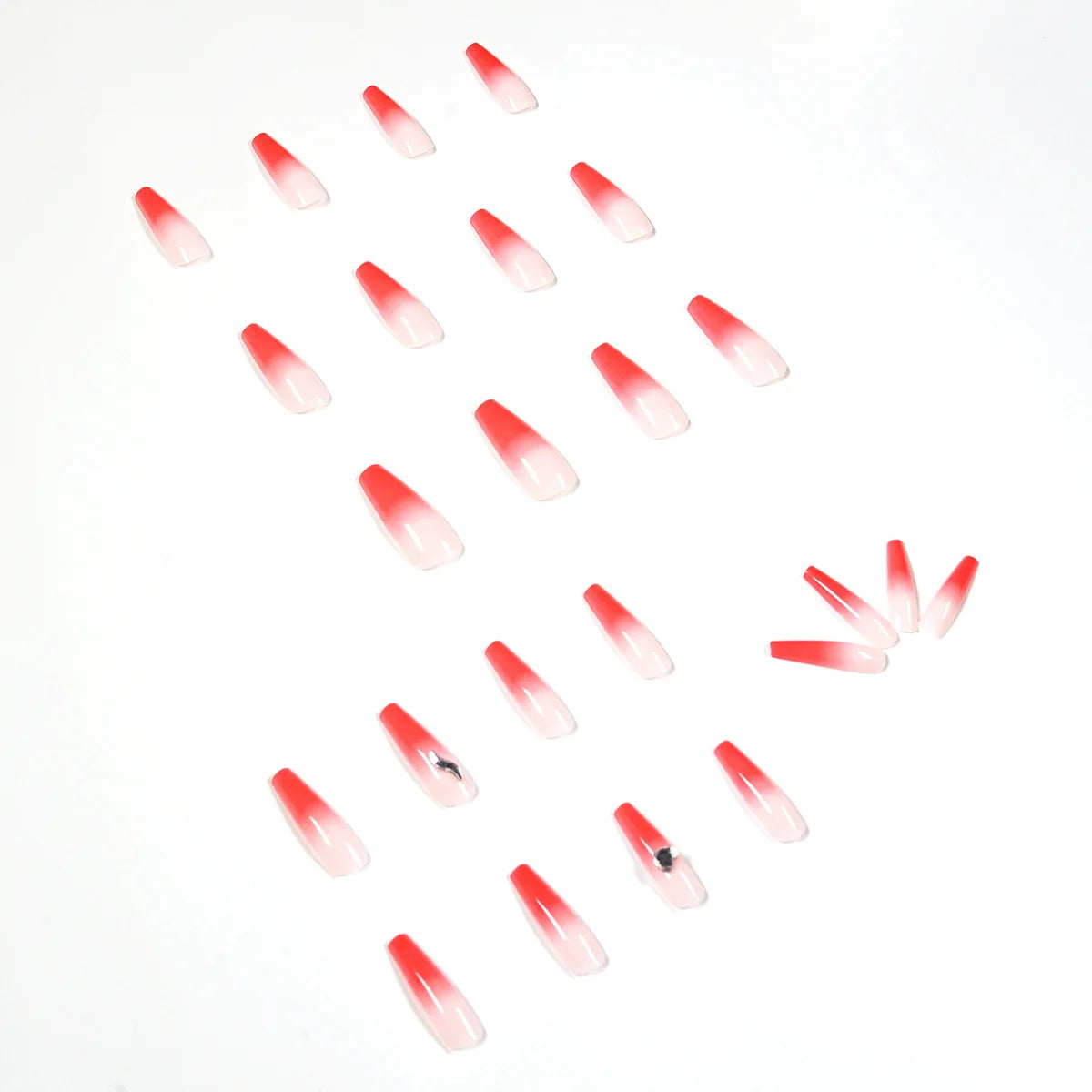Press-On Nails Stiletto Ombre Rhinestone Accents