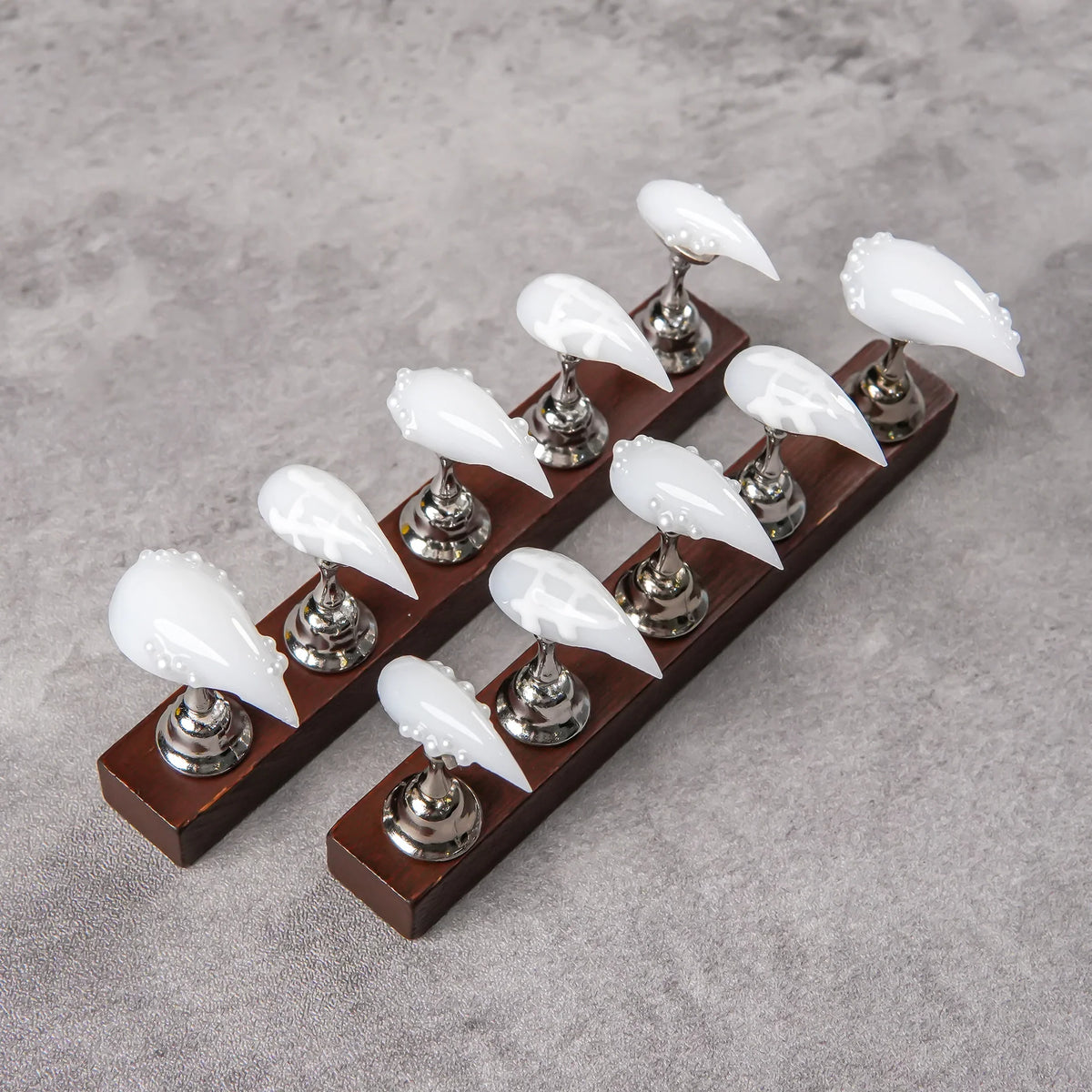 Press-On Nails Stiletto Pearl Accents Reusable