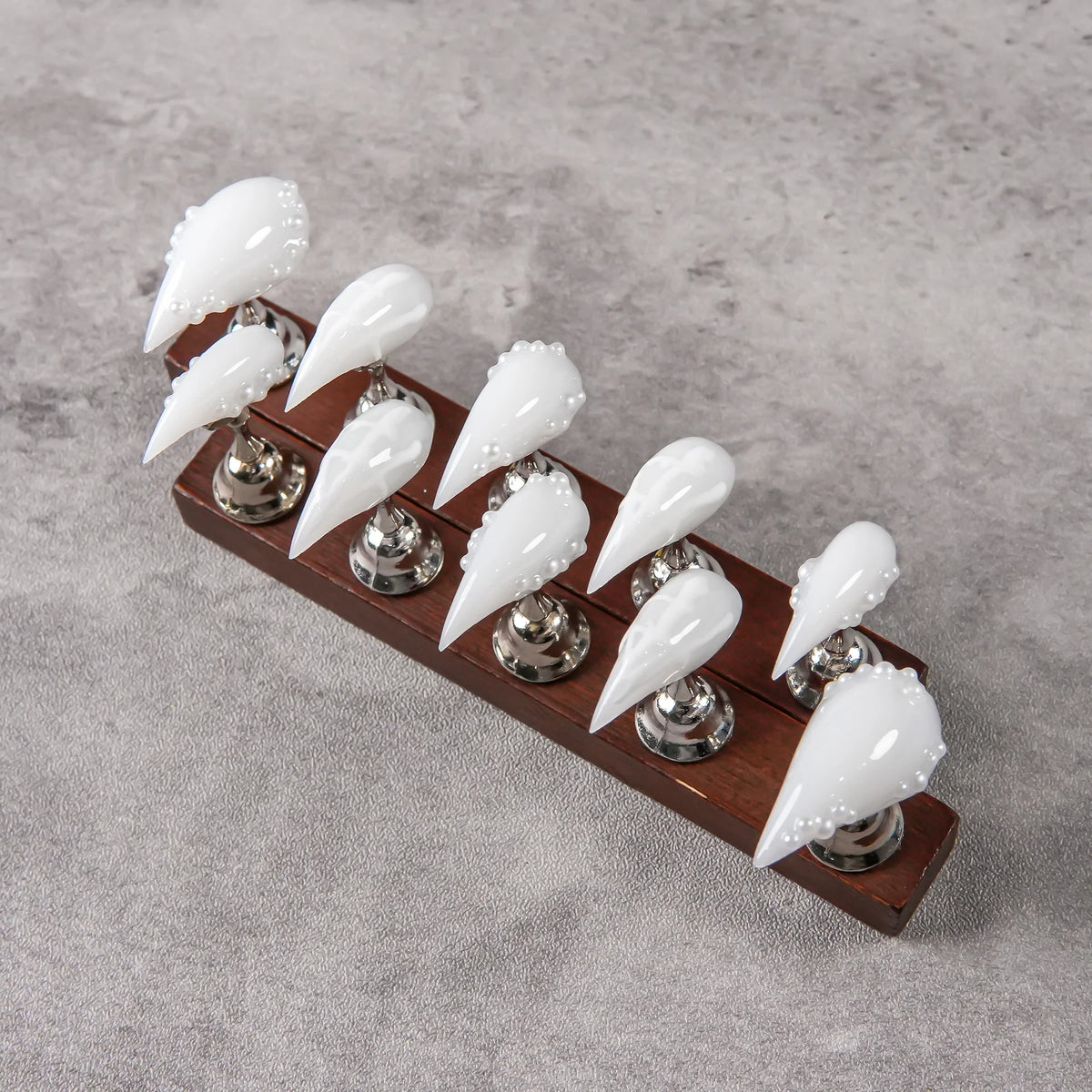 Press-On Nails Stiletto Pearl Accents Reusable
