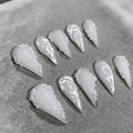 Press-On Nails Stiletto Pearl Accents Reusable