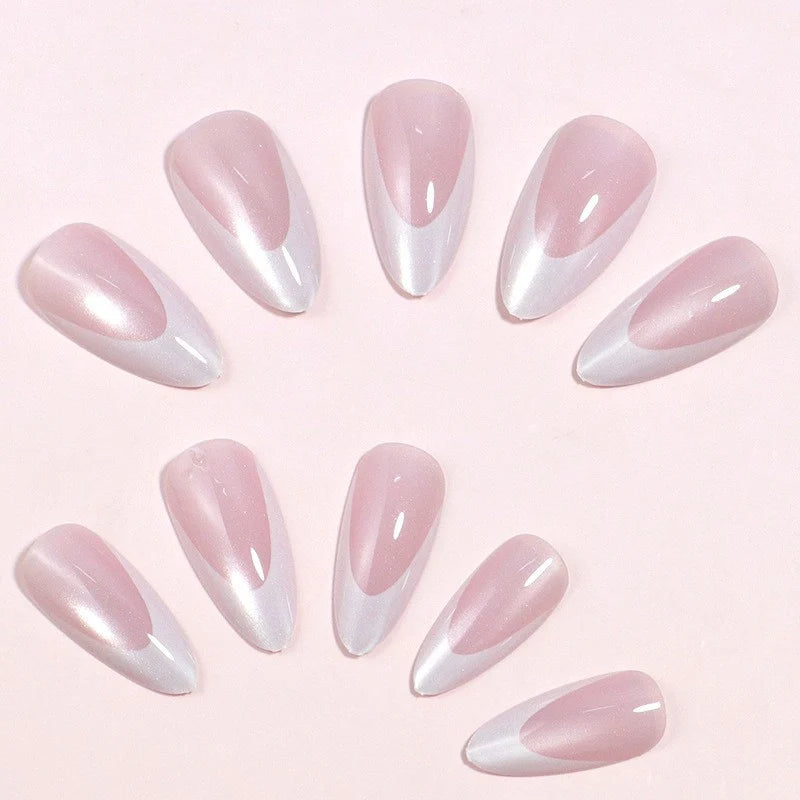 Press-On Nails Stiletto Pink Ombre Easy Apply Set of 24