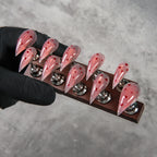 Press-On Nails Stiletto Pink Red Dot Peel & Stick