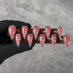Press-On Nails Stiletto Pink Red Dot Peel & Stick